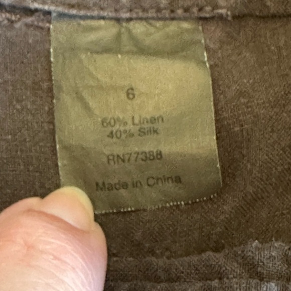 J. Crew | Linen & Silk Blend Vintage Cargo Pants, Chocolate Brown, Size 6 - Picture 9 of 10